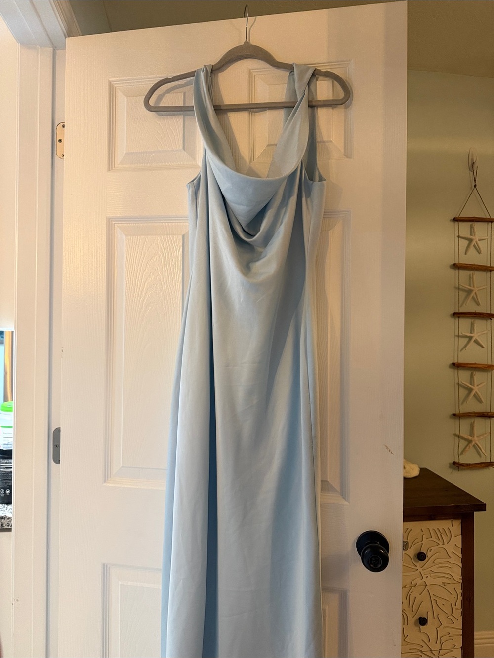 Michael Costello x Revolve Light Blue Cowl-Neck Maxi Dress